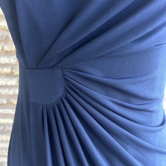 Connected Apparel Blue Gathered Waist Pencil Jersey Knit Dress Size 8 - Picture 6 of 8